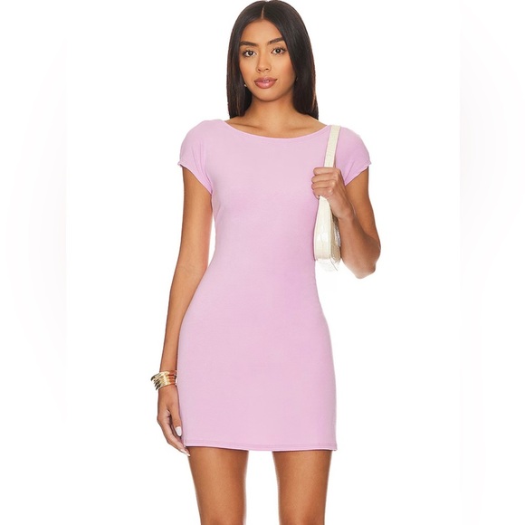 Free People Beach Rosalia Low Back Mini Dress in Pink Chalk Size Large NWT - Picture 4 of 12